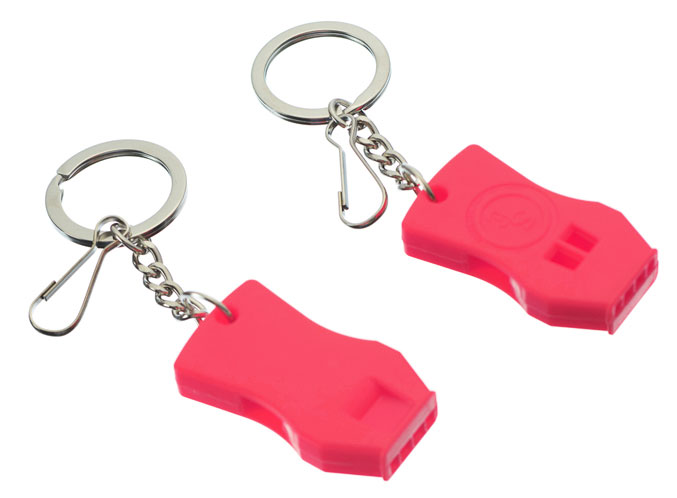 2-Piece Plastic Raptor Whistle with Key Chain & Zipper Ring (115 dB)